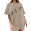 imageAvanova Women Tigers Graphic Oversized Tee Top Short Sleeve Loose Crewneck Summer TShirtKhaki Tiger