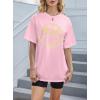 imageAvanova Women Tigers Graphic Oversized Tee Top Short Sleeve Loose Crewneck Summer TShirtSmile Pink