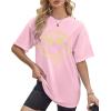 imageAvanova Women Tigers Graphic Oversized Tee Top Short Sleeve Loose Crewneck Summer TShirtSmile Pink
