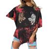 imageAvanova Women Tigers Graphic Oversized Tee Top Short Sleeve Loose Crewneck Summer TShirtTiedye Red C