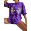 imageAvanova Women Tigers Graphic Oversized Tee Top Short Sleeve Loose Crewneck Summer TShirtTiger Purple Black