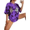 imageAvanova Women Tigers Graphic Oversized Tee Top Short Sleeve Loose Crewneck Summer TShirtTiger Purple Black