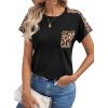 imageAvanova Womens Graphic Letter Print Short Sleeve TShirts Crewneck Casual Summer Cute Tees TopsBlack Leopard