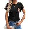 imageAvanova Womens Graphic Letter Print Short Sleeve TShirts Crewneck Casual Summer Cute Tees TopsBlack Leopard