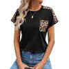imageAvanova Womens Graphic Letter Print Short Sleeve TShirts Crewneck Casual Summer Cute Tees TopsBlack Leopard
