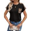 imageAvanova Womens Graphic Letter Print Short Sleeve TShirts Crewneck Casual Summer Cute Tees TopsBlack Leopard