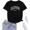 imageAvanova Womens Graphic Letter Print Short Sleeve TShirts Crewneck Casual Summer Cute Tees TopsBlackcalifornia