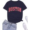 imageAvanova Womens Graphic Letter Print Short Sleeve TShirts Crewneck Casual Summer Cute Tees TopsNavy Boston