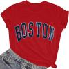 imageAvanova Womens Graphic Letter Print Short Sleeve TShirts Crewneck Casual Summer Cute Tees TopsRed Boston