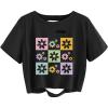imageAvanova Women Distressed Loose Crop Top Oversized Short Sleeve Ripped Tee ShirtBlack Lx10