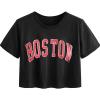 imageAvanova Women Graphic Oversized Ripped Boxy Tee Shirt Distressed Short Sleeve Crop TopBlack F