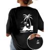 imageAvanova Women Graphic Oversized TShirt Short Sleeve Letter Print Loose Tee TopBlack Beach