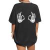imageAvanova Women Graphic Oversized TShirt Short Sleeve Letter Print Loose Tee TopBlack Skull