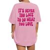 imageAvanova Women Graphic Oversized TShirt Short Sleeve Letter Print Loose Tee TopPink