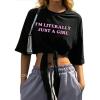 imageAvanova Women Graphic Tee Tie Front Short Sleeve Crop Top Oversized T ShirtBlack B