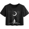 imageAvanova Women Skull Skeleton Graphic Crop Top Oversized Short Sleeve Boxy Tee Shirt Black C Small