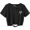 imageAvanova Women Tie Dye Graphic Ripped Tee Shirt Oversized Short Sleeve Distressed Crop TopBlack Heart