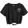 imageAvanova Women Tie Dye Graphic Ripped Tee Shirt Oversized Short Sleeve Distressed Crop TopBlack Smile