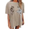 imageAvanova Women Tigers Graphic Oversized Tee Top Short Sleeve Loose Crewneck Summer TShirtKhaki B