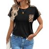 imageAvanova Womens Graphic Letter Print Short Sleeve TShirts Crewneck Casual Summer Cute Tees TopsBlack Leopard