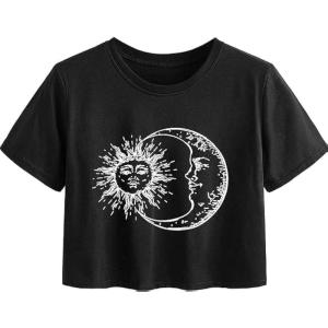imageAvanova Women Graphic Oversized Ripped Boxy Tee Shirt Distressed Short Sleeve Crop TopBlack 11