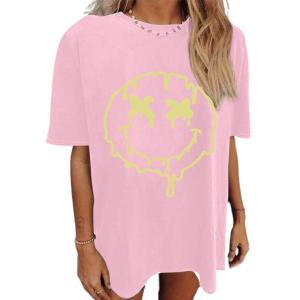 imageAvanova Women Tigers Graphic Oversized Tee Top Short Sleeve Loose Crewneck Summer TShirtSmile Pink