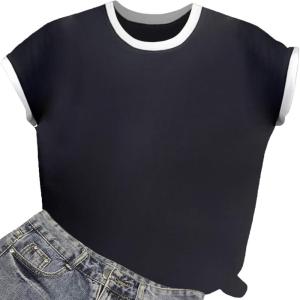 imageAvanova Womens Graphic Letter Print Short Sleeve TShirts Crewneck Casual Summer Cute Tees TopsBlack White