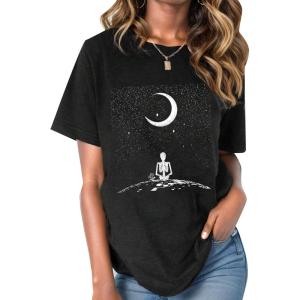 imageAvanova Womens Graphic Letter Print Short Sleeve TShirts Crewneck Casual Summer Cute Tees TopsBlack Y