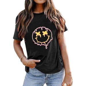 imageAvanova Womens Graphic Letter Print Short Sleeve TShirts Crewneck Casual Summer Cute Tees TopsBlack Yl