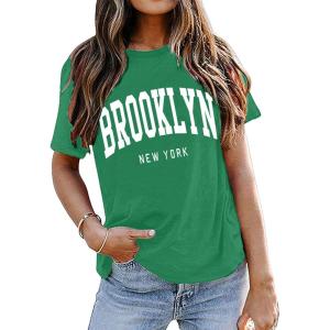 imageAvanova Womens Graphic Letter Print Short Sleeve TShirts Crewneck Casual Summer Cute Tees TopsGreen Bk