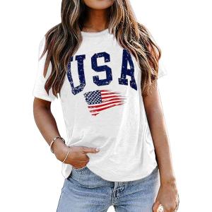 imageAvanova Womens Graphic Letter Print Short Sleeve TShirts Crewneck Casual Summer Cute Tees TopsUsa White