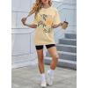 imageAvanova Women Graphic Letter Print Oversized T Shirt Short Sleeve Casual Summer Loose Fit Tee TopApricot Floral