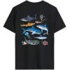 imageAvanova Women Graphic Letter Print Oversized T Shirt Short Sleeve Casual Summer Loose Fit Tee TopBlack Fishes