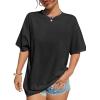 imageAvanova Women Graphic Letter Print Oversized T Shirt Short Sleeve Casual Summer Loose Fit Tee TopBlack Plant