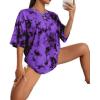 imageAvanova Women Graphic Letter Print Oversized T Shirt Short Sleeve Casual Summer Loose Fit Tee TopBlack Purple