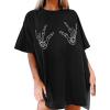 imageAvanova Women Graphic Letter Print Oversized T Shirt Short Sleeve Casual Summer Loose Fit Tee TopBlack Skull