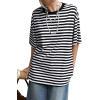 imageAvanova Women Graphic Letter Print Oversized T Shirt Short Sleeve Casual Summer Loose Fit Tee TopBlack Striped