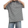 imageAvanova Women Graphic Letter Print Oversized T Shirt Short Sleeve Casual Summer Loose Fit Tee TopBlack Striped