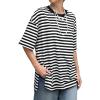 imageAvanova Women Graphic Letter Print Oversized T Shirt Short Sleeve Casual Summer Loose Fit Tee TopBlack Striped
