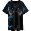 imageAvanova Women Graphic Letter Print Oversized T Shirt Short Sleeve Casual Summer Loose Fit Tee TopBlue Black