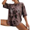 imageAvanova Women Graphic Letter Print Oversized T Shirt Short Sleeve Casual Summer Loose Fit Tee TopBrown Hand