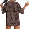 imageAvanova Women Graphic Letter Print Oversized T Shirt Short Sleeve Casual Summer Loose Fit Tee TopBrown Hand