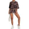 imageAvanova Women Graphic Letter Print Oversized T Shirt Short Sleeve Casual Summer Loose Fit Tee TopBrown Tie Dye