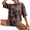 imageAvanova Women Graphic Letter Print Oversized T Shirt Short Sleeve Casual Summer Loose Fit Tee TopBrown Tie Dye