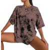 imageAvanova Women Graphic Letter Print Oversized T Shirt Short Sleeve Casual Summer Loose Fit Tee TopBrown Tie Dye