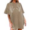 imageAvanova Women Graphic Letter Print Oversized T Shirt Short Sleeve Casual Summer Loose Fit Tee TopKhaki