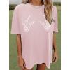 imageAvanova Women Graphic Letter Print Oversized T Shirt Short Sleeve Casual Summer Loose Fit Tee TopPink