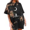 imageAvanova Women Graphic Letter Print Oversized T Shirt Short Sleeve Casual Summer Loose Fit Tee TopSkull Brown Black