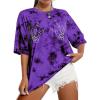 imageAvanova Women Graphic Letter Print Oversized T Shirt Short Sleeve Casual Summer Loose Fit Tee TopSkull Purple Black