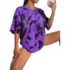 imageAvanova Women Graphic Letter Print Oversized T Shirt Short Sleeve Casual Summer Loose Fit Tee TopSkull Purple Black